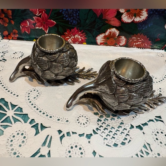 Pierre Deux Rare Vintage Pewter Set of 2 Artichoke Candle 🕯️ Holders! - Picture 8 of 14